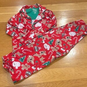 Festive Red Kids Pajama Set with Holiday Print
